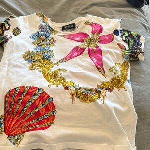 Versace Kids White Tee with Pink and Gold Design
